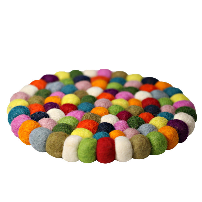 zensoullab Nepal Handmade Wool Felt Mat Round Ball Wool Ball Mat Bowl Mat Coaster Incense Burner Ritual Tool Mat Direct Supply
