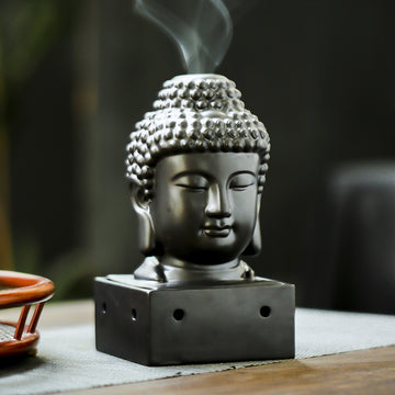 zensoullab Ceramic Incense Burner Buddha Head Vintage Incense Burner Home Decor Zen Incense Burner Indoor Sandalwood Burner