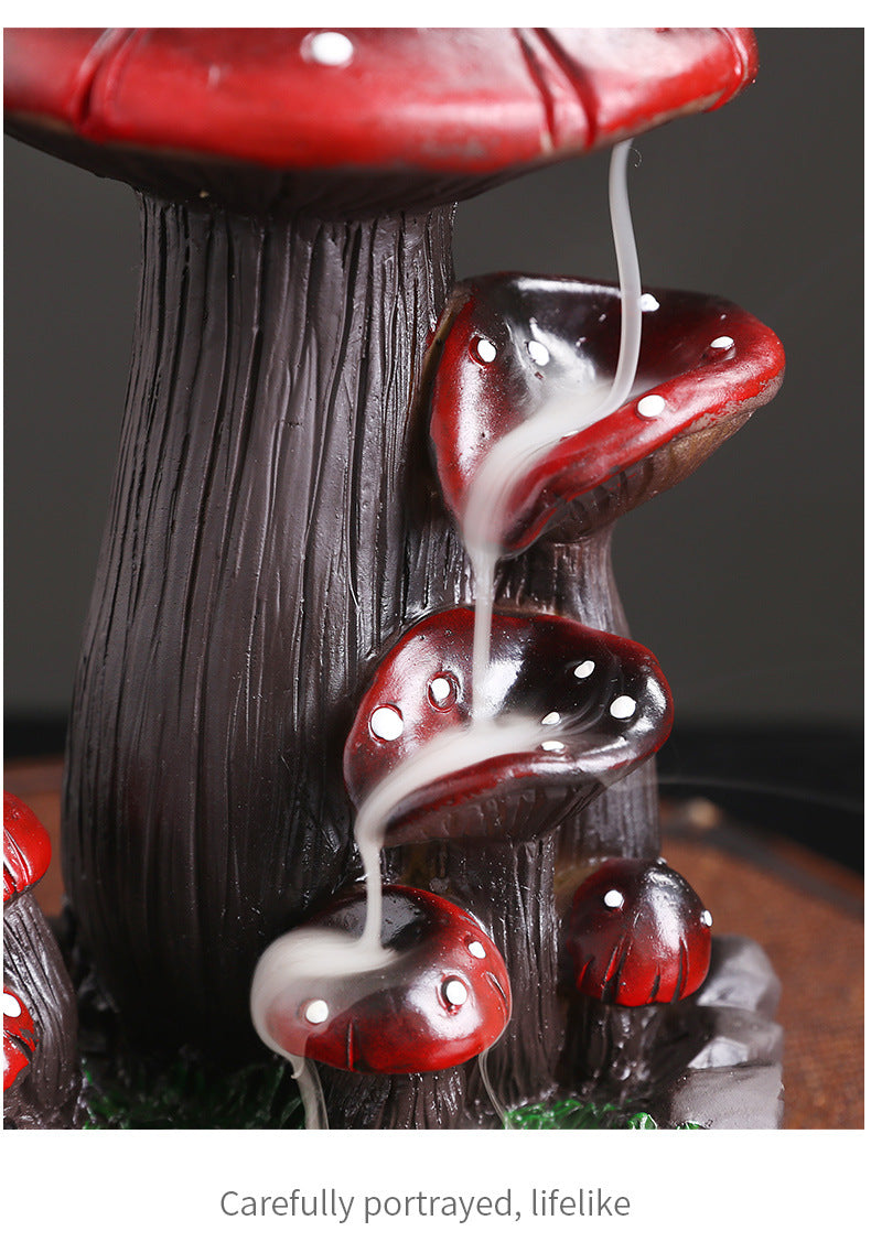 zensoullab Backflow Incense Burner Incense Holder Incense Stand Aromatherapy Creative European Style Home Craft Ornament Mushroom Resin Backflow Incense Burner