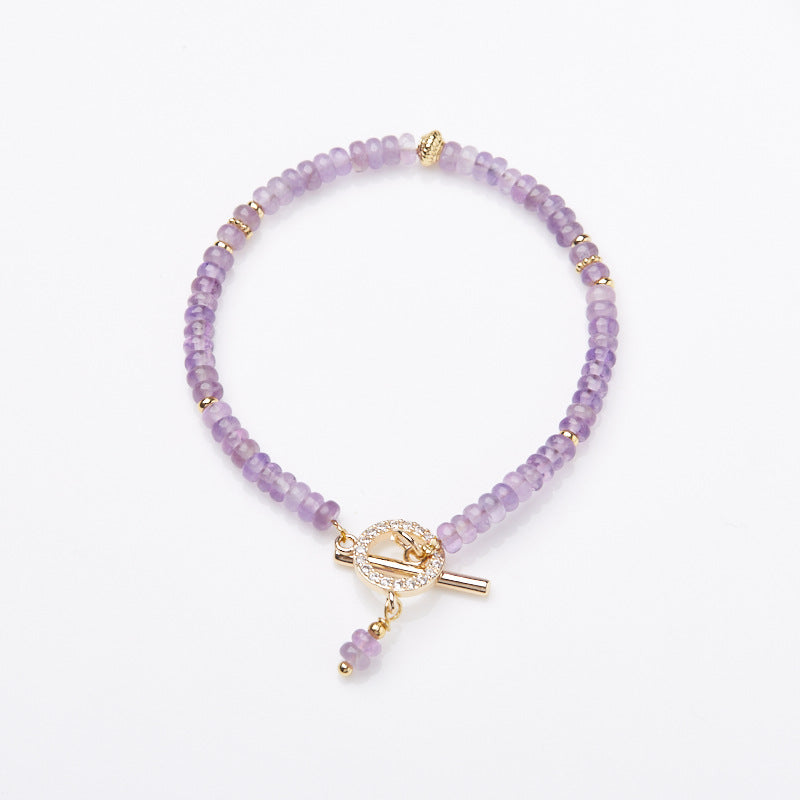 zensoullab Natural Amethyst Bracelet for Women Nine Purple Fire Calculation Plate Bead OT Clasp Crystal Bracelet