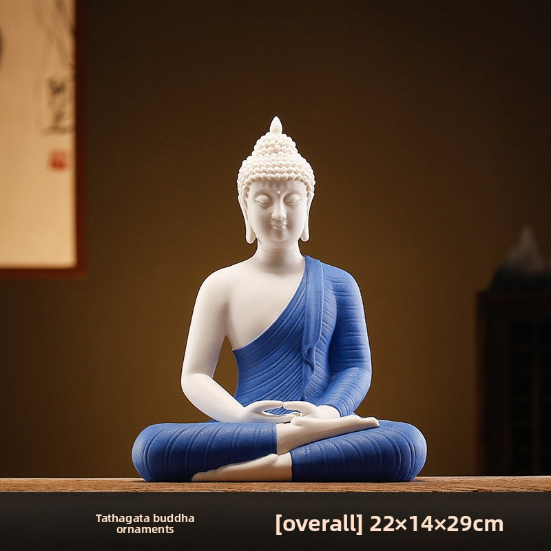 zensoullab Zen New Chinese Style Shakyamuni Buddha Lamp Circle Ornament Creative Home Interior Decoration Living Room Entrance Worship
