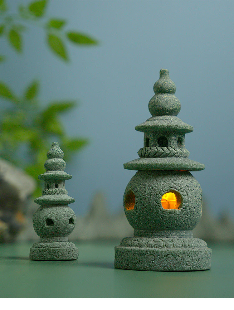 zensoullab Three Pools of Moonlight Small Stone Tower Chinese Style Palace Lantern Antique-Style Ornament Fish Tank Landscaping Micro Landscape Rockery Bonsai Small Decoration