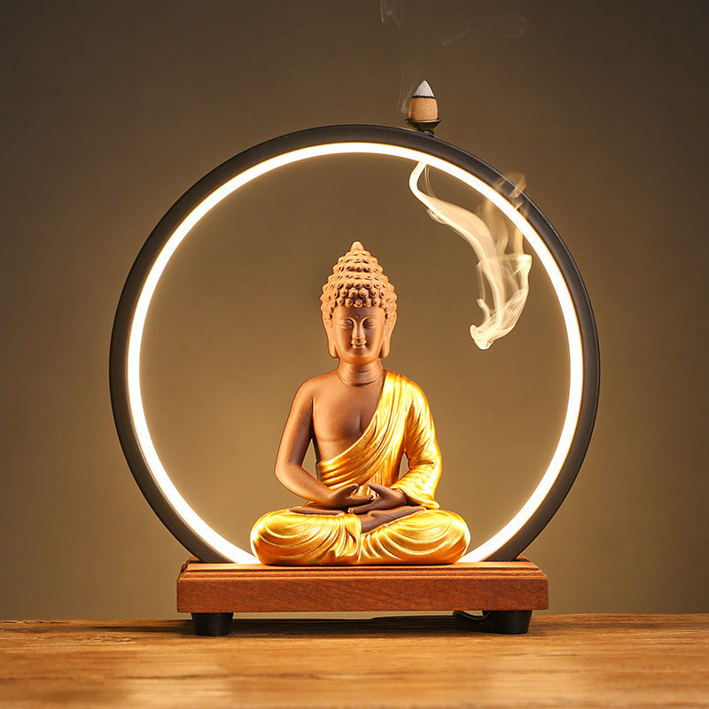 zensoullab Backflow Incense Burner Indoor Incense Creative Zen Buddha Sandalwood Agarwood Tea Ceremony Entrance Living Room Ceramic Lamp Ring Ornament