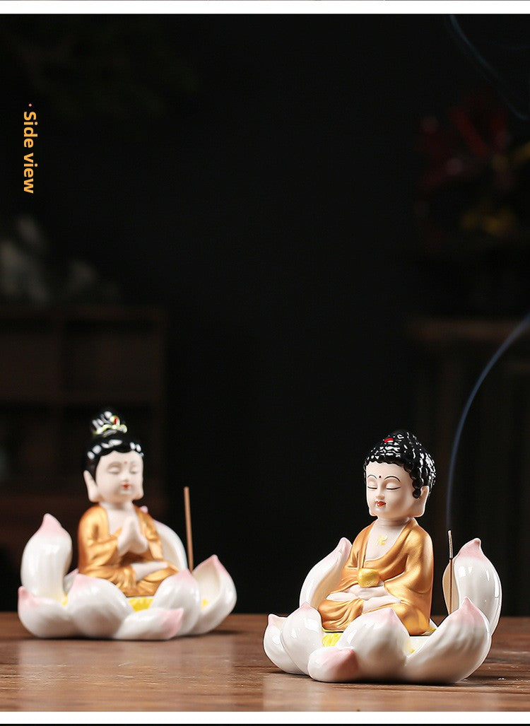 Zensoullab Creative Boutique Handicrafts Ceramic Classical Buddha Statue Buddha Buddha Guanyin Bodhisattva Chinese Household Car Safety Ornaments