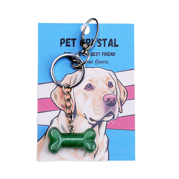 zensoullab Natural Crystal Bone Pet Dog Cat Pendant Purple Pink White Crystal Keychain Bag Charm Golden Retriever Pug