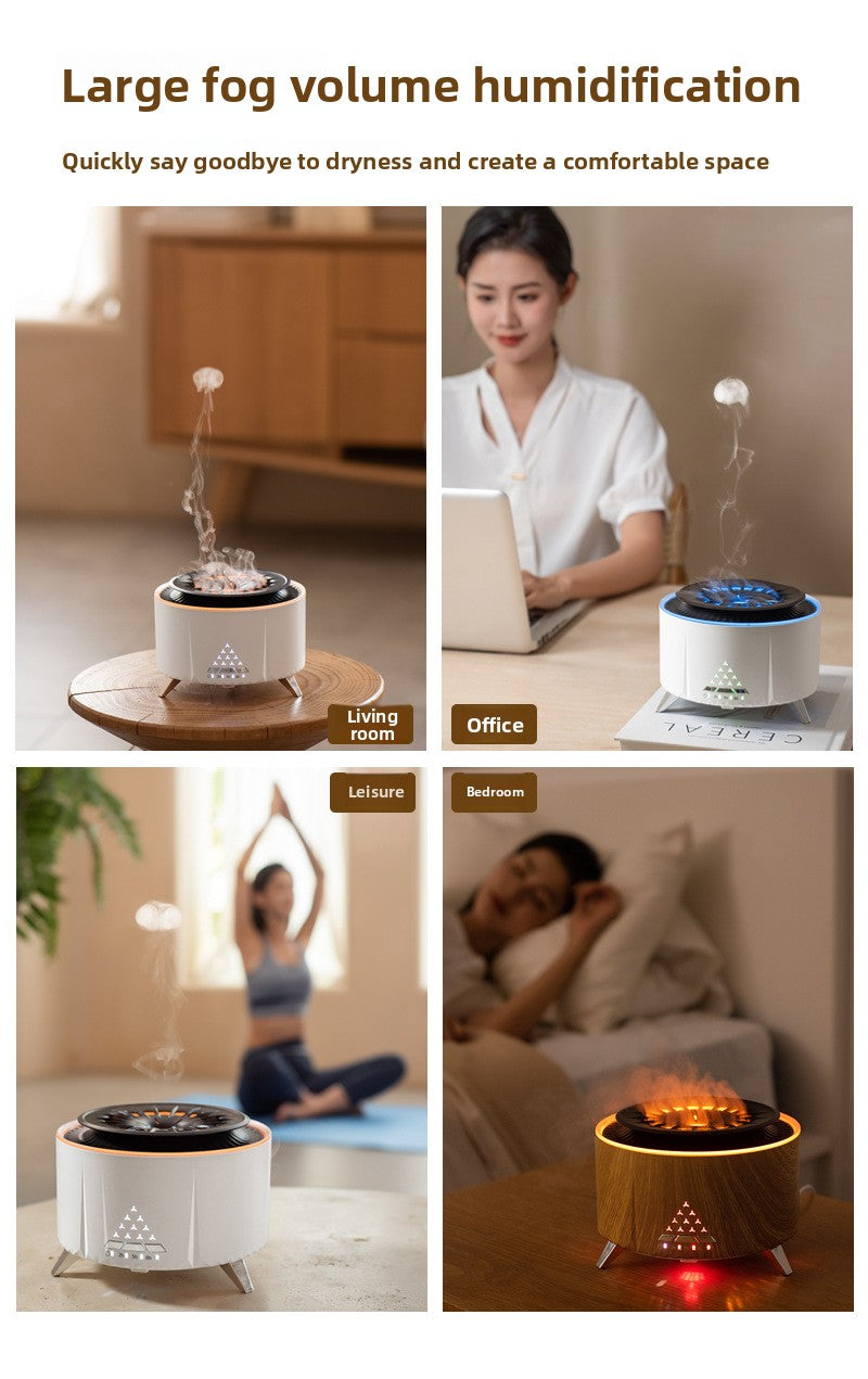 zensoullab Creative Flame Aromatherapy Diffuser White Noise Volcanic Lava Humidifier Desktop Simulation Jellyfish Smoke Ring Diffuser
