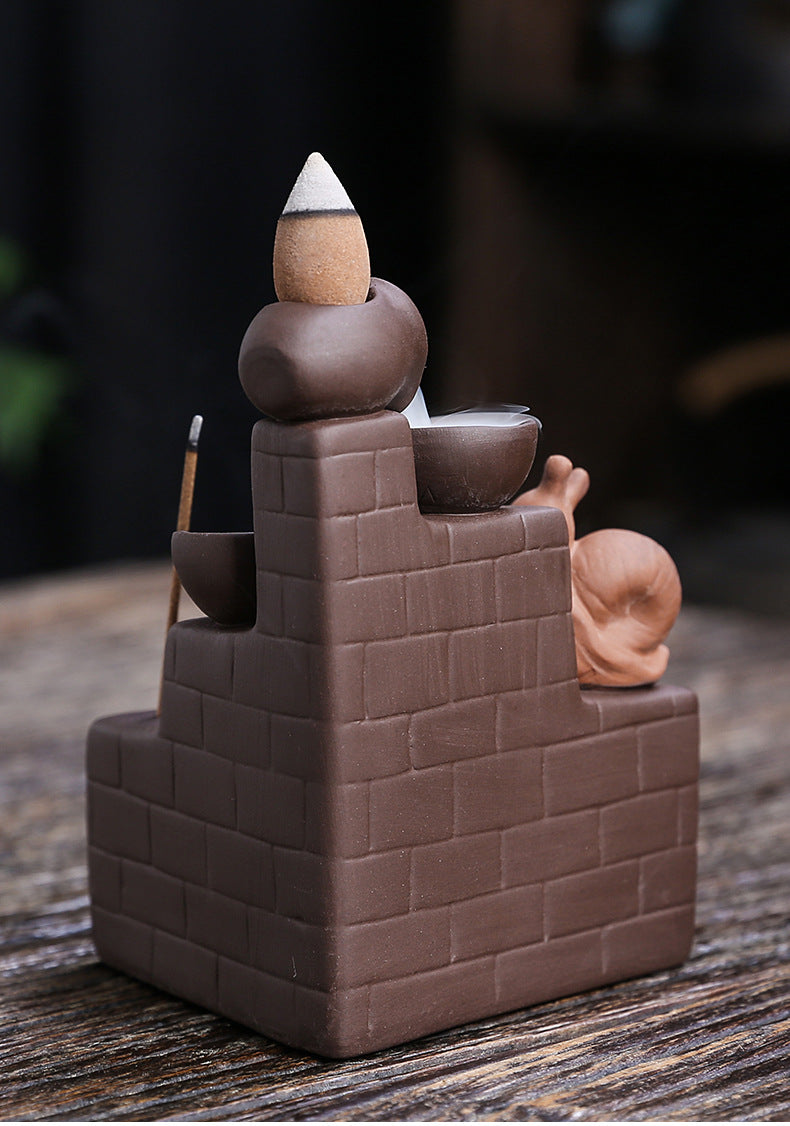 zensoullab Purple Clay Backflow Incense Burner Craft Ornament Creative Animal Sandalwood Backflow Incense Burner Home Decoration