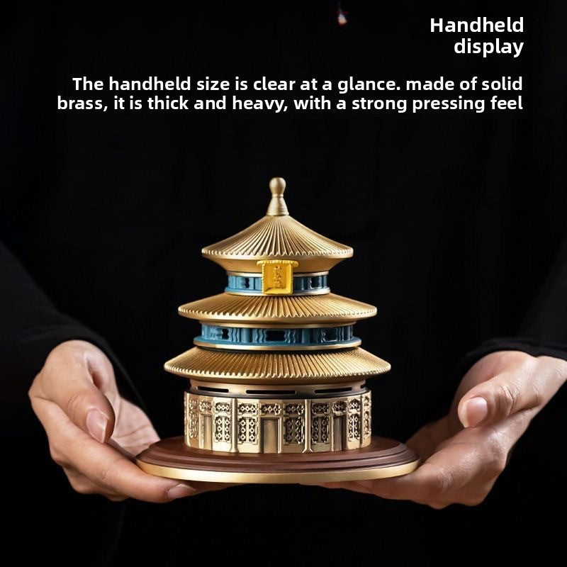 zensoullab Ancient Style New Chinese Style Temple of Heaven Copper Incense Burner Home Sandalwood Incense Indoor Coil Incense Agarwood Burner Incense Seal Incense Burner Ornament