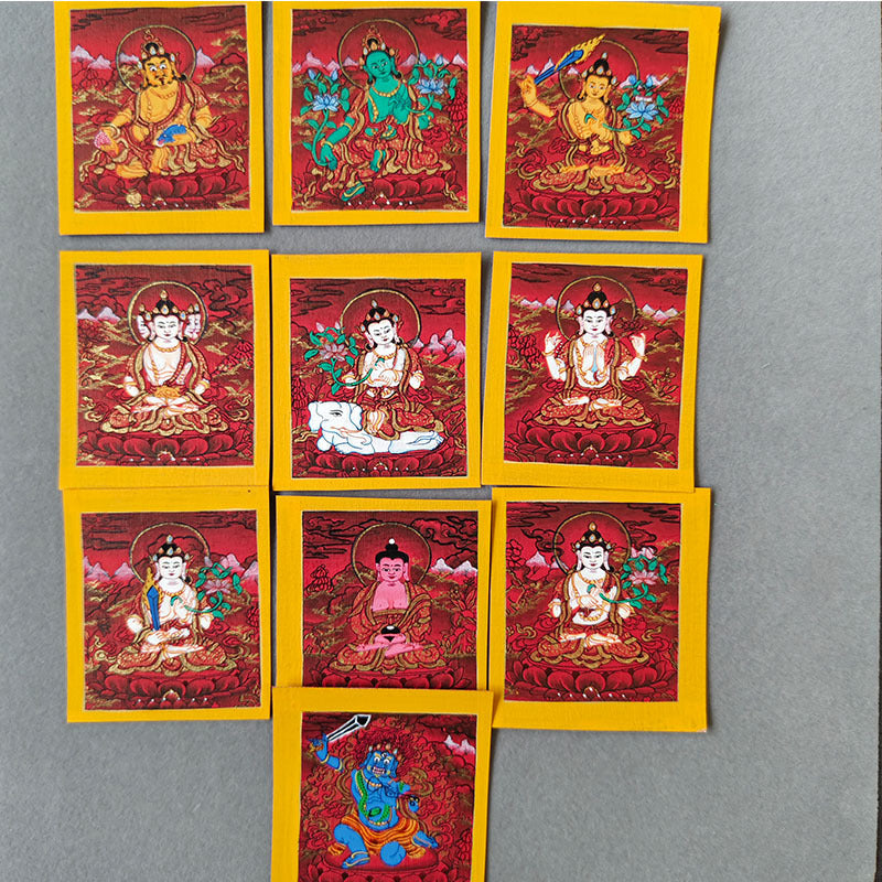 zensoullab Nepal Hand-painted Eight Guardian Deities Twelve Zodiacs Nativ Buddha Portable Thangka God of Wealth Green Tara Necklace Pendant
