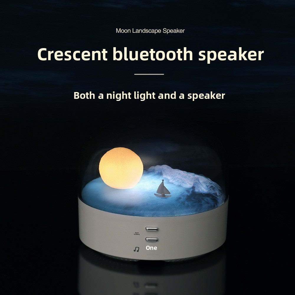 zensoullab Creative Crescent Bluetooth Speaker Night Light Multi-Functional Warm and Cool Light Bedside Stepless Dimming Minimalist Meditation Lamp