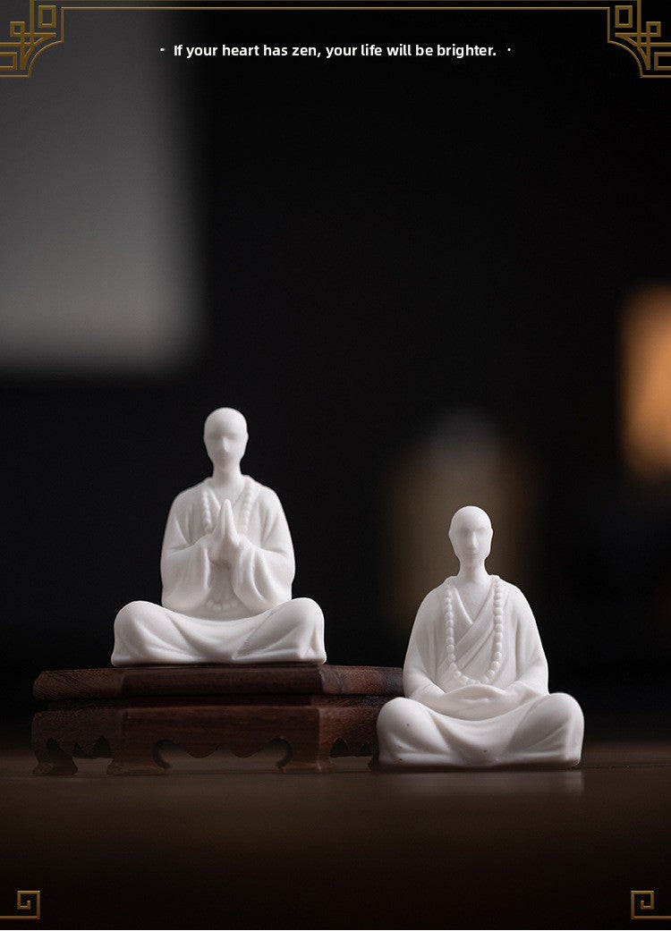 zensoullab Chinese Style Little Monk Home Decor Ceramic Zen Unphase Buddha Tea Ceremony Fish Tank Landscaping Micro Landscape Bonsai Decoration