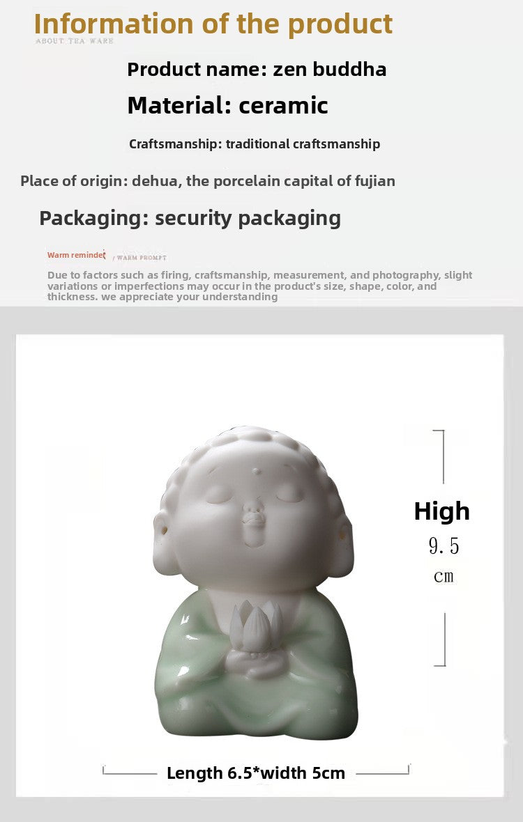 zensoullab Ceramic Chinese Creative Small Buddha Statue Ornament Home Living Room Display Shelf Car-mounted Peaceful Zen Desktop Decoration