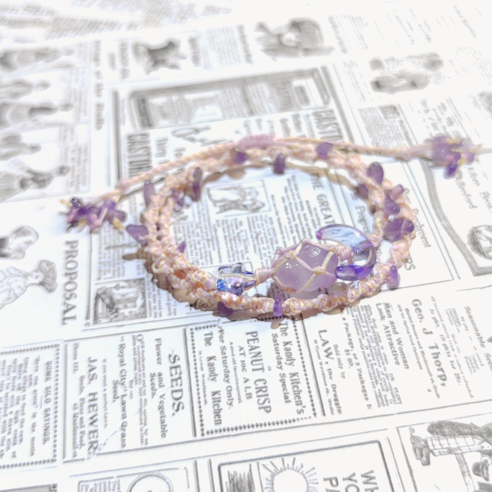 zensoullab Star Moon Amethyst Bracelet Heavy Craft Double Layer Stacking Wear