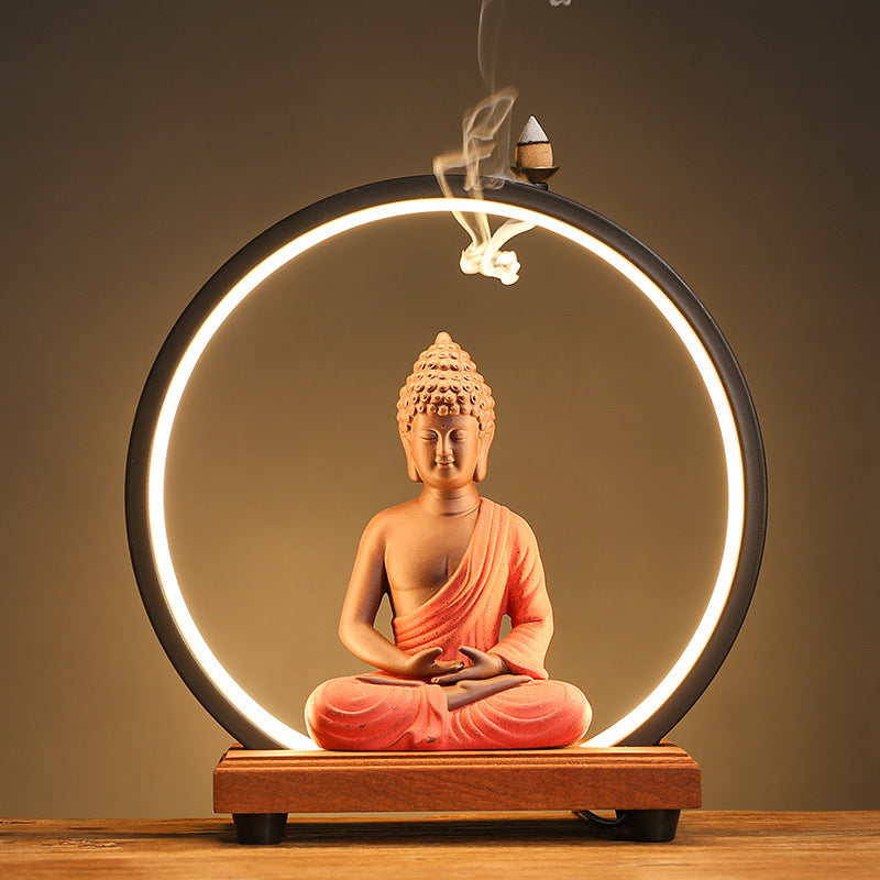 zensoullab Backflow Incense Burner Indoor Incense Creative Zen Buddha Sandalwood Agarwood Tea Ceremony Entrance Living Room Ceramic Lamp Ring Ornament