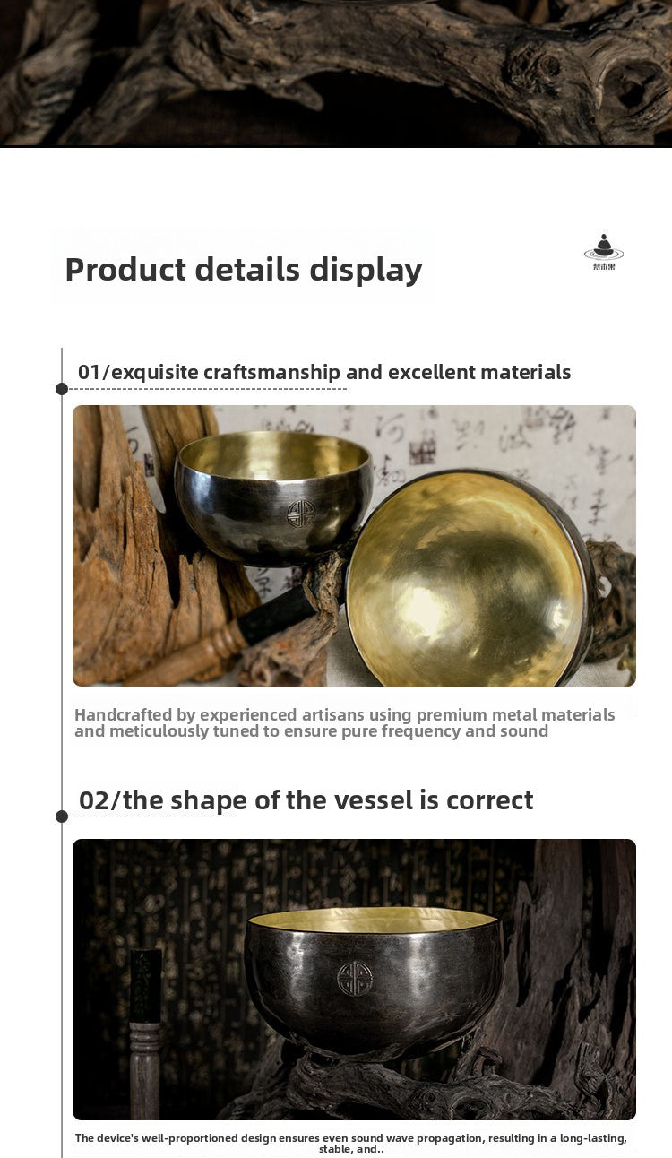 Zensoullab Nepal Handmade Buddha Bowl Xizang Himalaya Bowl Ugyen Double Color Full Moon Himalaya Bowl Copper Chime Stone Yoga Healing Meditation Himalaya Bowl