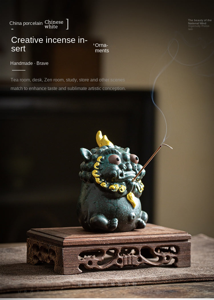 Zensoullab Creative Lucky Ceramic Incense Burner Decoration Tea Pet Incense Burner Living Room Decoration Household Sandalwood Incense Burner
