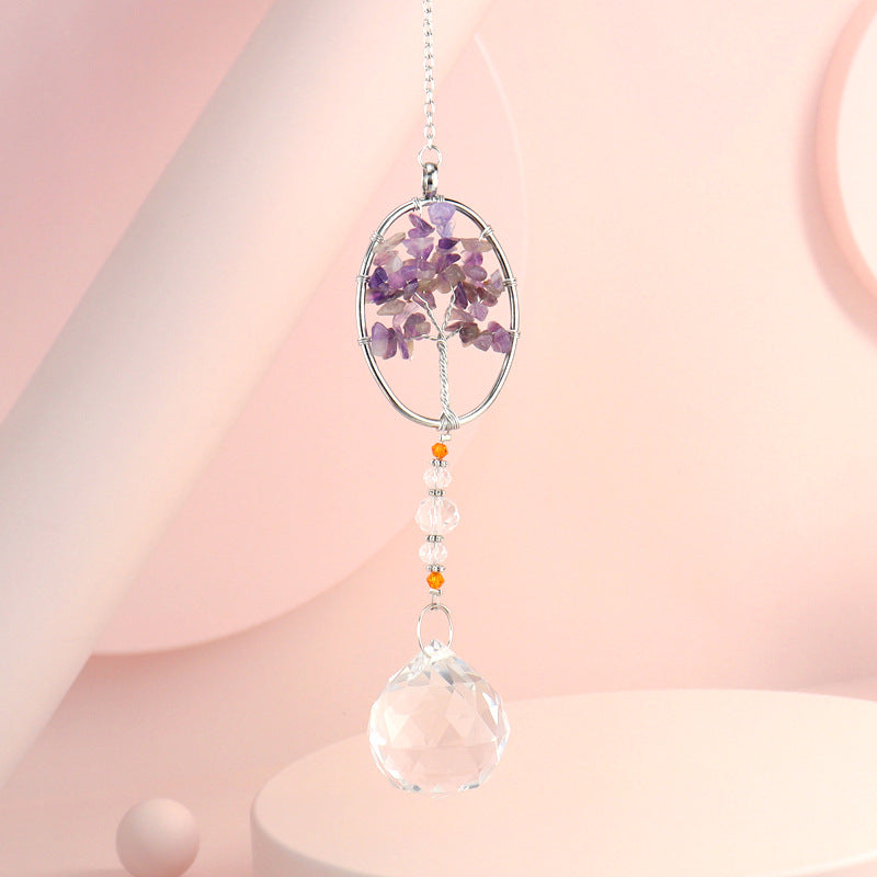 zensoullab Amethyst Gravel Tree of Life Crystal Pendant Hanging Decoration Indoor Curtain Decoration Pendant Accessories