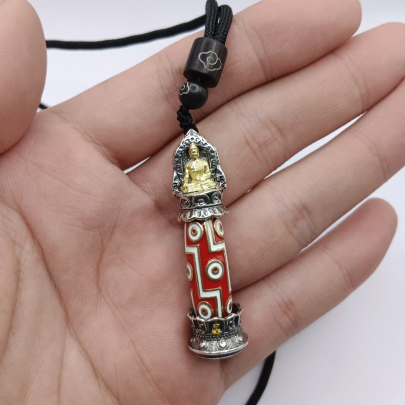 Zensoullab Retro Tibetan Dzi Bead Pendant Men's and Women's Same Ethnic Style Rotatable Personality Literary Style Necklace