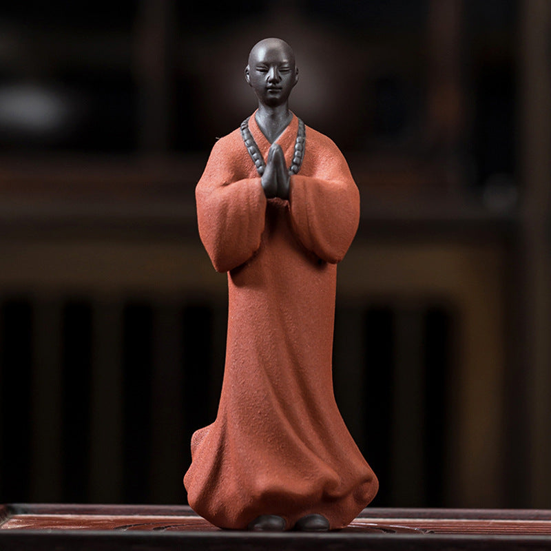 zensoullab Zen Character Ceramic Little Monk Tea Pet Desktop Tea Set Ornament Premium Purple Clay Little Monk Creative Home Decoration