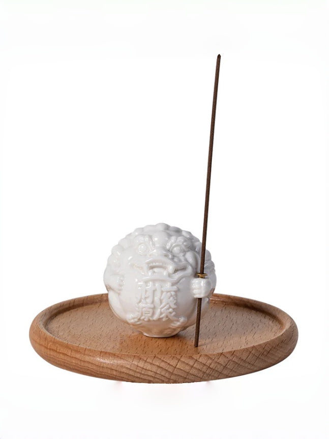 zensoullab White Porcelain Pixiu Incense Holder Wealth-Attracting Incense Holder Incense Burner Home Indoor Sandalwood Agarwood Incense Stand Incense Tray Desktop Ornament