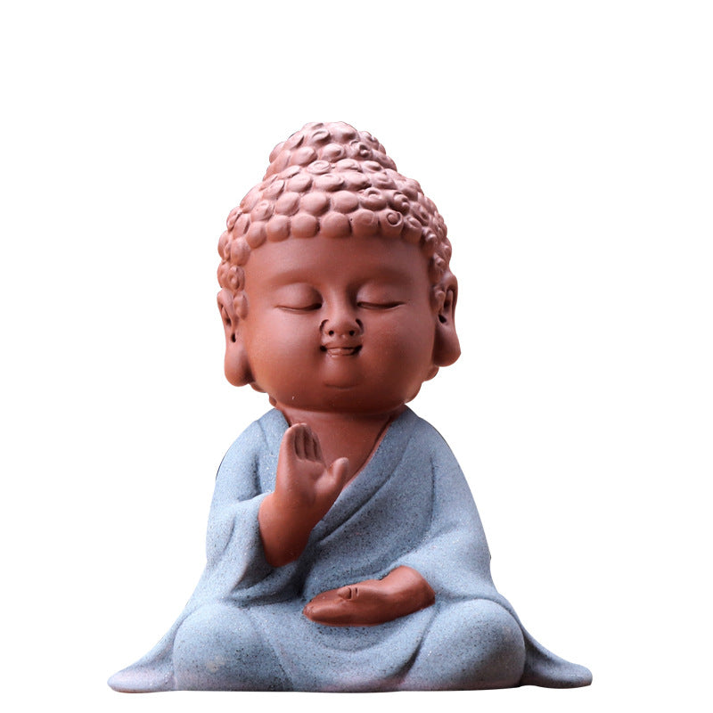 zensoullab Premium Handmade Purple Clay Buddha Tea Pet Tea Ceremony Tea Tray Accessories Car Dashboard Decoration Home Zen Ornament