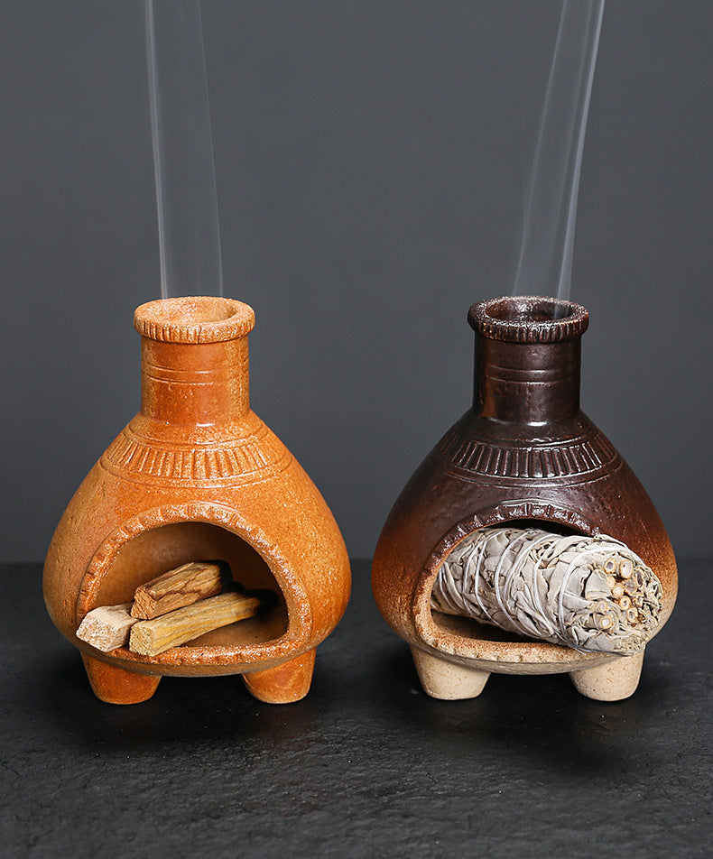 Ceramic Aromatherapy Burner Sage Incense Burner Mini Home Small Wall Stove Heat Resistant Can Be Burned with Open Flame Holy Wood Stove