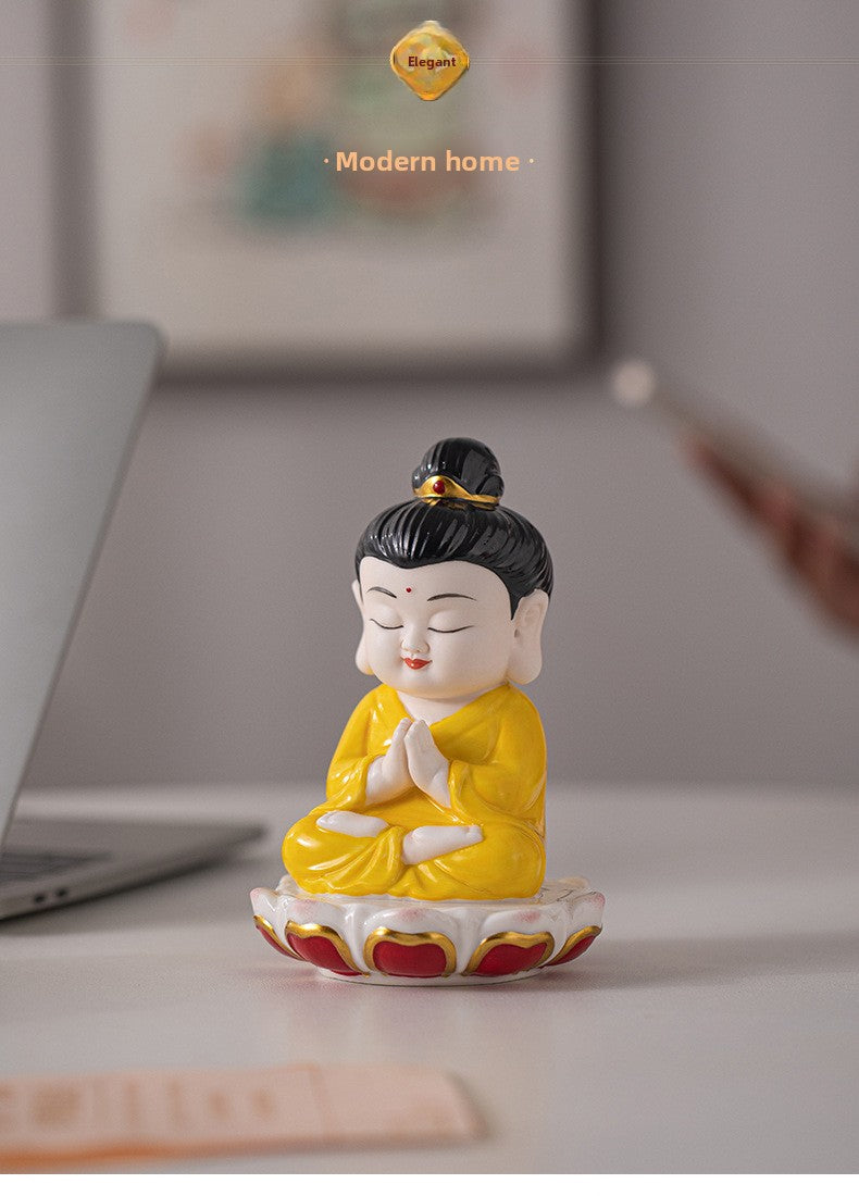 zensoullab Zen Style Chinese Ceramic Three Saints Buddha Guanyin Ksitigarbha Desktop Small Ornaments Creative Home Living Room Household Decorations