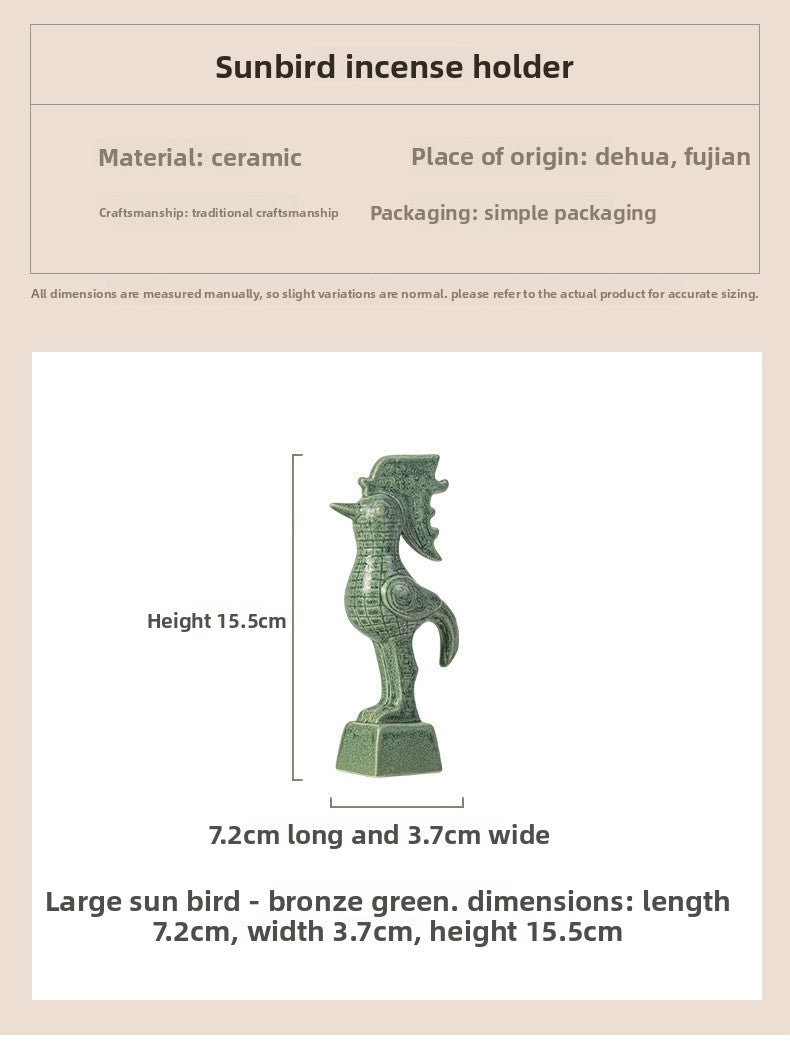 zensoullab Cultural and Creative Handicraft Ceramic Sanxingdui Sun Bird Incense Burner Incense Holder Incense Stick Holder Incense Ceremony Ornament Creative Gift Aromatherapy Burner