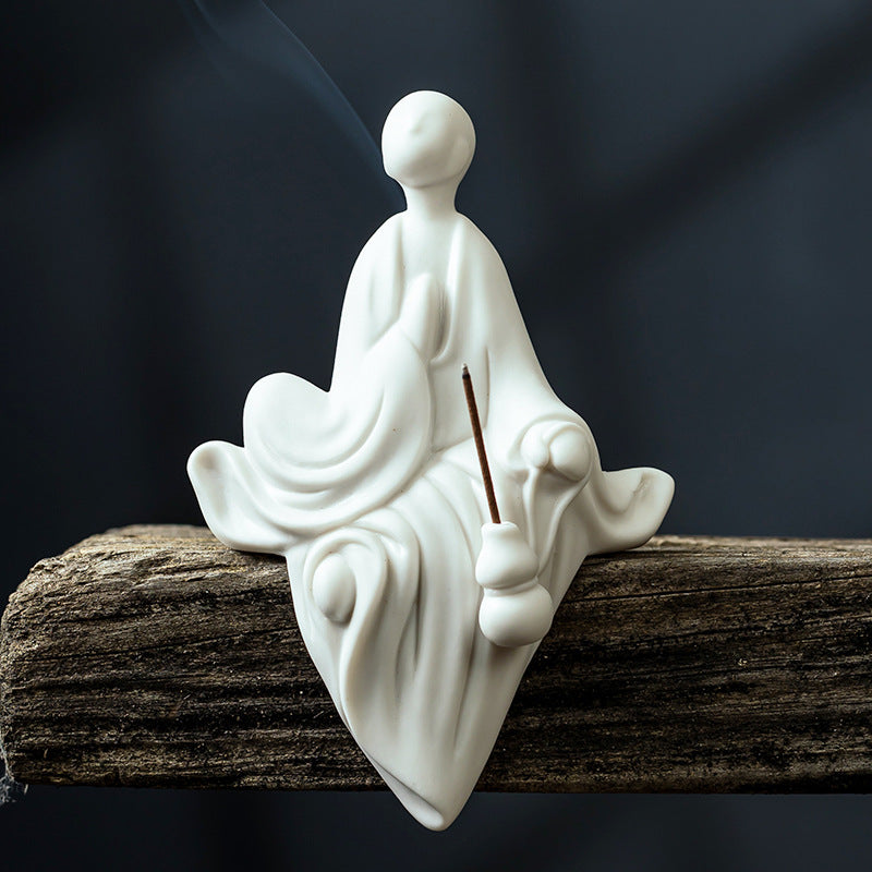 zensoullab Ceramic Zen Little Monk Chinese Style Living Room Entrance Office Desk Fish Tank Micro Landscape Figure Formless Buddha Decoration Ornament