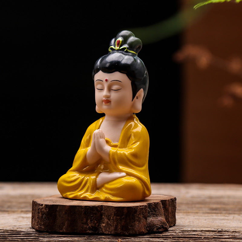 zensoullab Ceramic Buddha Statue Peace Buddha Chinese Style Entrance Shakyamuni Crafts Guanyin Ornament Lying Buddha Car Accessories