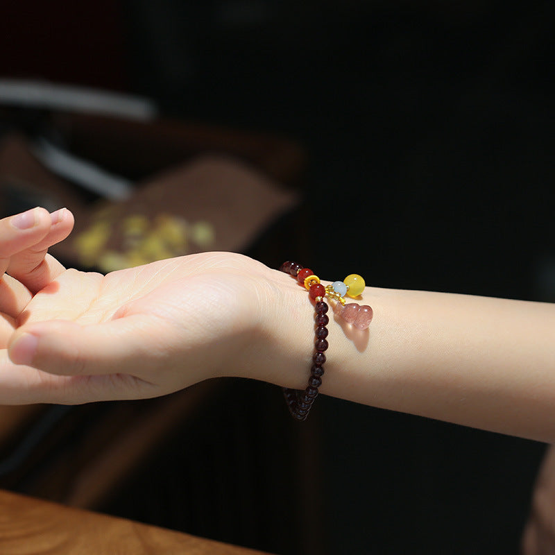 zensoullab Natural 5MM Garnet Bracelet Pendant Strawberry Crystal Gourd Crystal Bead Jewelry
