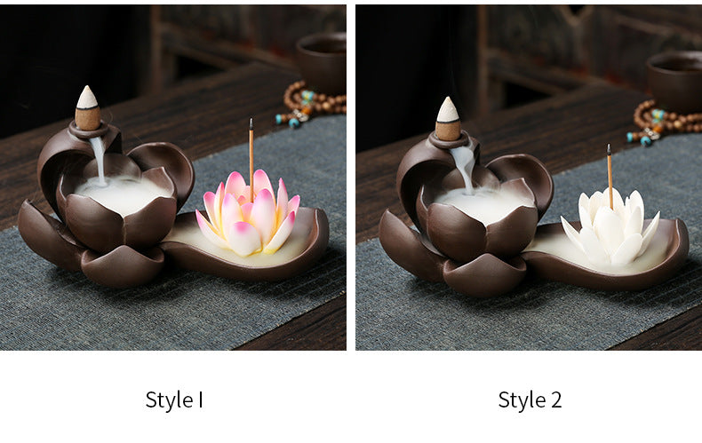 Jingchen Purple Clay Backflow Incense Burner Zen Buddha Hand Sandalwood Burner Home Indoor Aromatherapy Burner Large Incense Creative Ornament