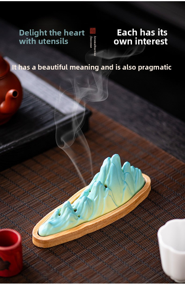 zensoullab Ceramic Incense Burner Chinese Style Incense Burner Sandalwood Agarwood Incense Holder Incense Stick Zen Home Indoor Incense Home Decoration