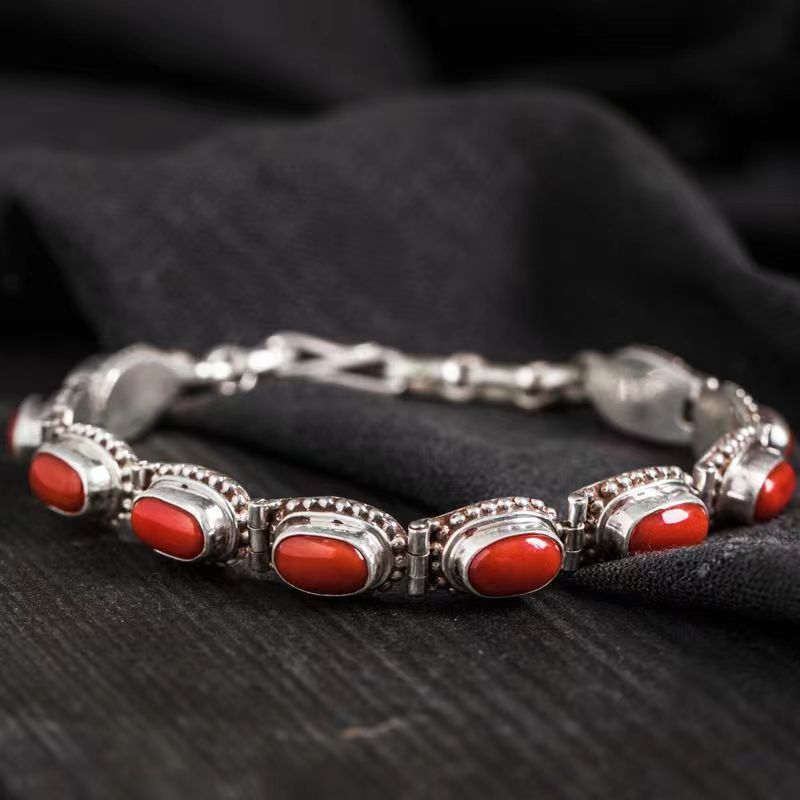 Zensoullab India Nepal Handmade Refined Ornament Inlaid Gemstone Bracelet Wrist Ring Female Tibetan Creative Retro Ethnic Style