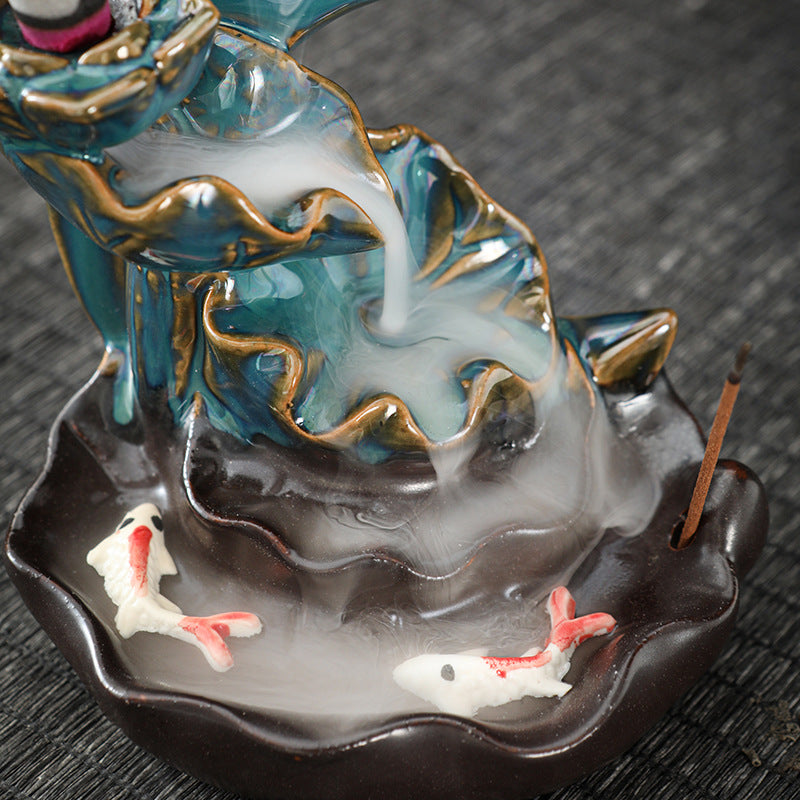 zensoullab Backflow Incense Burner Creative Home Decor Ceramic Burner Craft Pisces Backflow Kiln Change Ornamental Special Offer