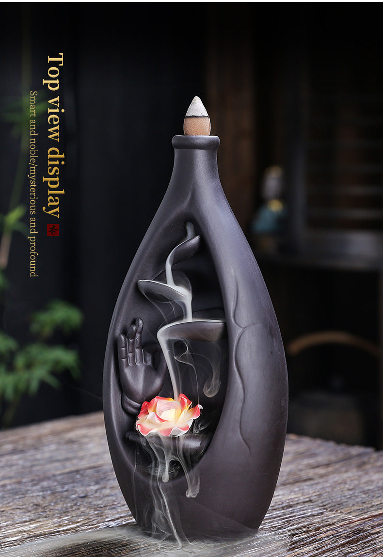 zensoullab Purple Clay Backflow Incense Burner Special for Creative Large Bottle Left and Right Feng Yuan Waterfall Backflow Incense Burner