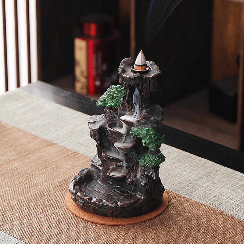 zensoullab Creative Mountain Water Backflow Incense Burner High-end Large Incense Burner Water Flow Incense Tea Ceremony Home Decoration Backflow Incense