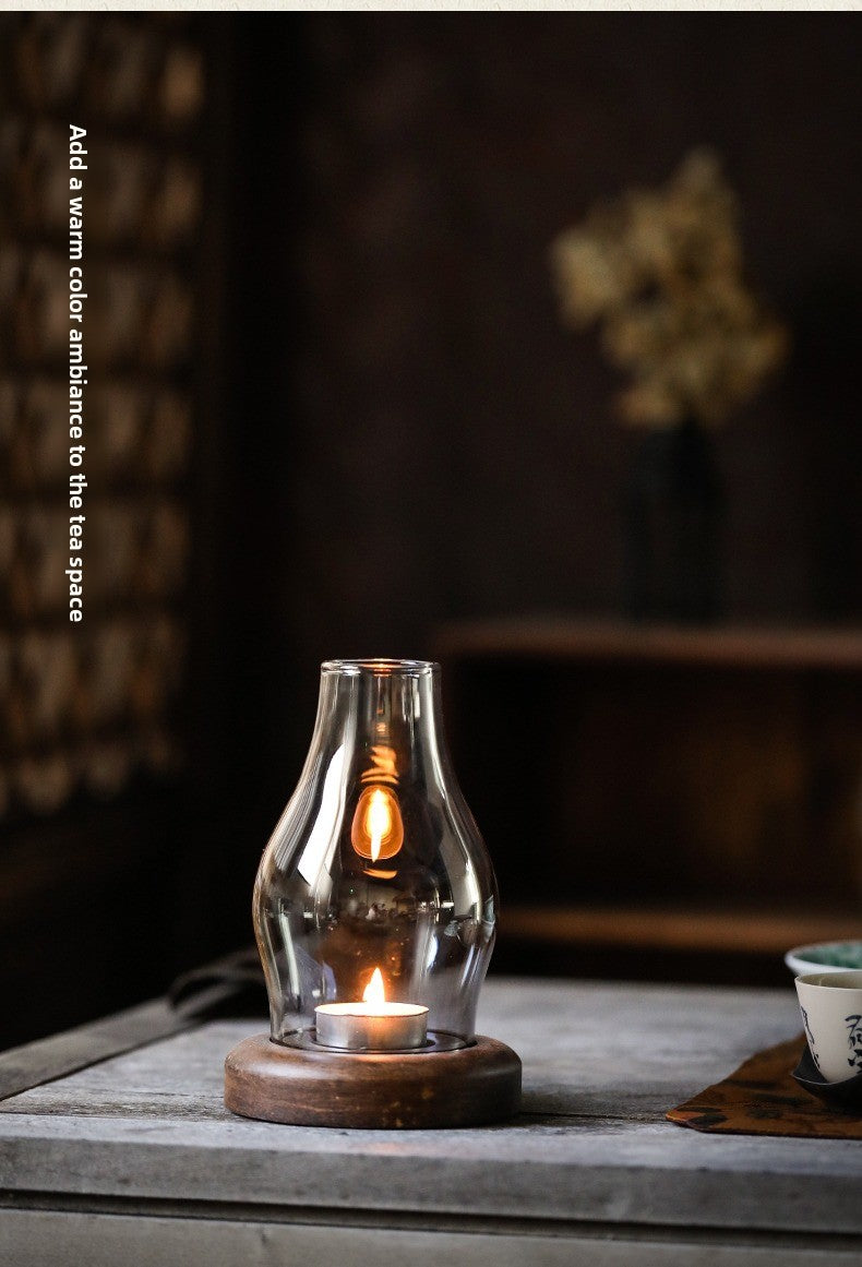 zensoullab Japanese Style Glass Candle Holder Creative Ornament Candle Romantic Home Zen Retro Aromatherapy Windproof Table Cover Desktop Decoration