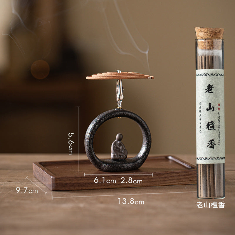 zensoullab Zen Style Small Monk Incense Holder Creative Dual-use Coil Incense Burner Incense Burner for Home Indoor Sandalwood Agarwood Incense Burner Ornament