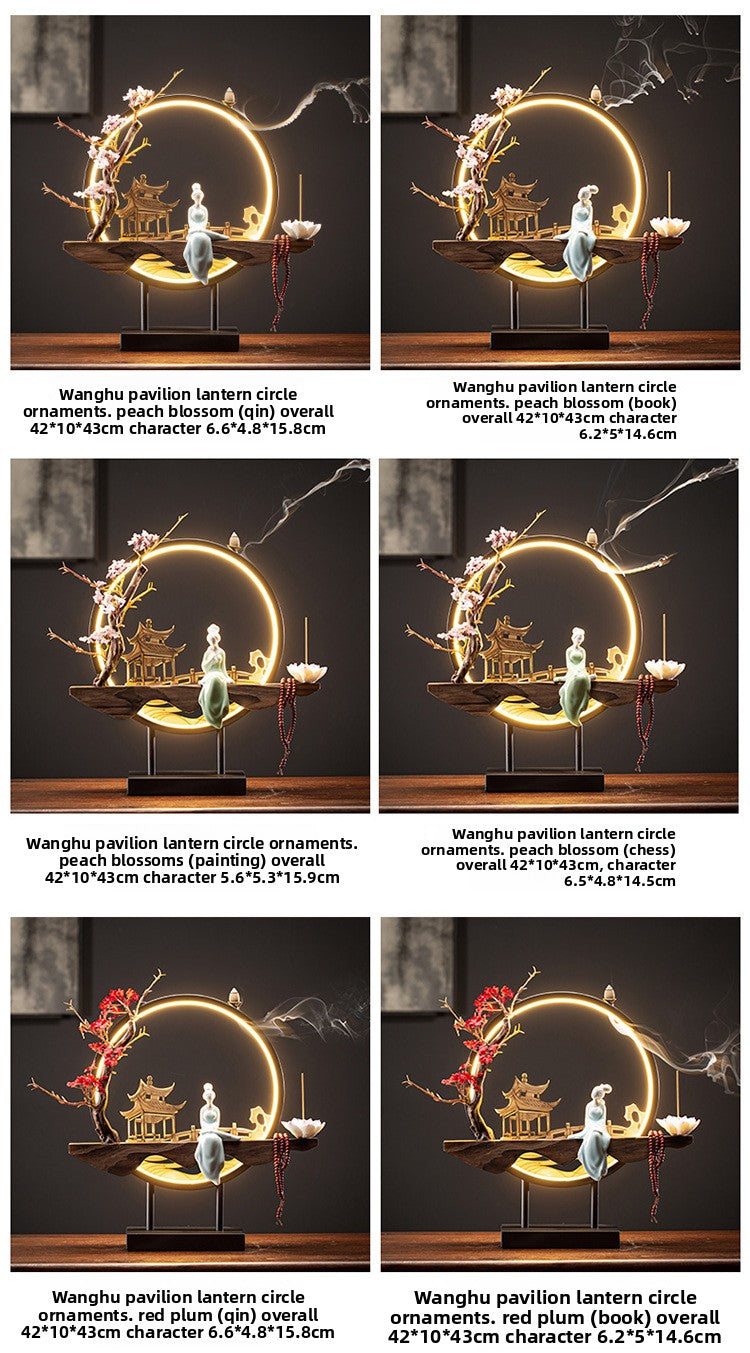 Zensoullab Ceramic Backflow Incense Burner Led Night Light Incense Decoration New Chinese Hallway TV Cabinet Dongting Lake Gift Incense
