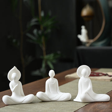 zensoullab Zen Ceramic Figure Formless Buddha Tea Ceremony Decoration Accessories Chinese Style Little Monk Home Living Room Entrance Creative Ornament
