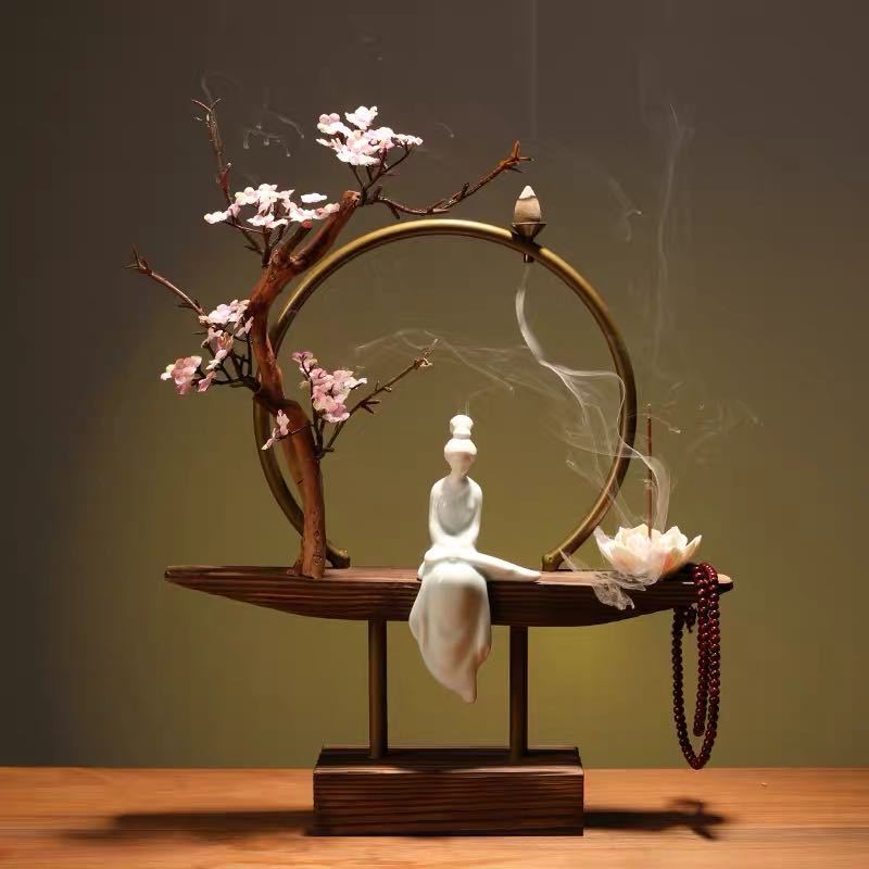 zensoullab New Chinese Zen Style Ornament Creative Backflow Incense Burner Home Office Living Room Desktop Entrance Decoration Incense Burner