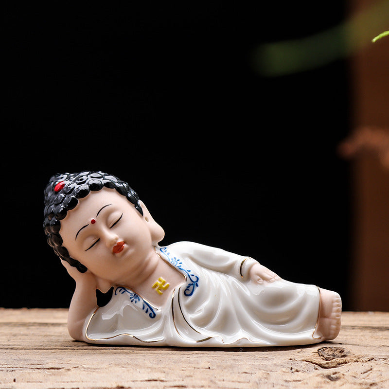 zensoullab Car Ornament Cute Little Tathagata Buddha Statue for Safety High-end Car Interior Dashboard Personalized Reclining Buddha Decoration