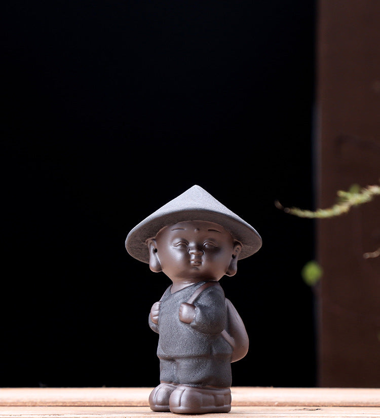 zensoullab Zen Purple Clay Little Monk Tea Pet Tea Play Ceramic Little Sha Mi Kung Fu Tea Set Accessories Home Handmade Ornament