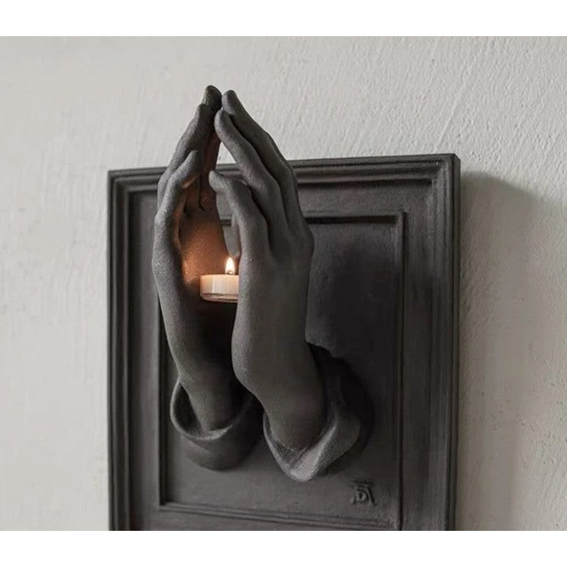 zensoullab Halloween Praying Hands Resin Ornament Wall Candle Holder Wall Hanging Decoration Pendant Home Statue Decoration Craft