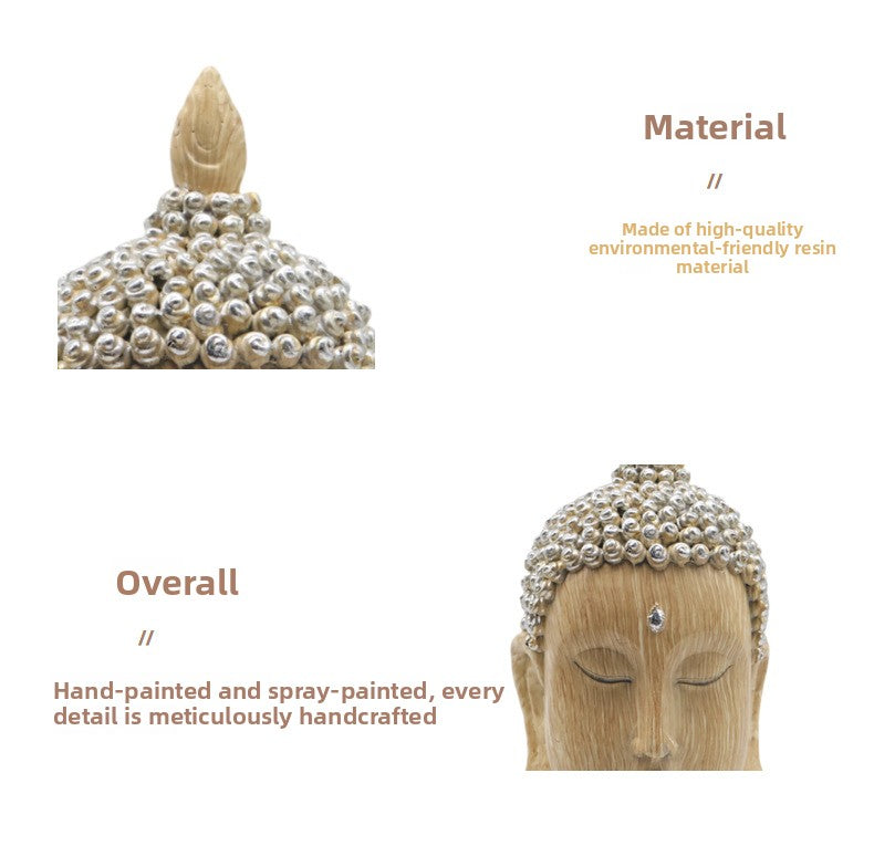 zensoullab Southeast Asian Buddha Statue Buddha Head Ornament New Chinese Zen Resin Craft Living Room Tea Room Home Retro Decoration