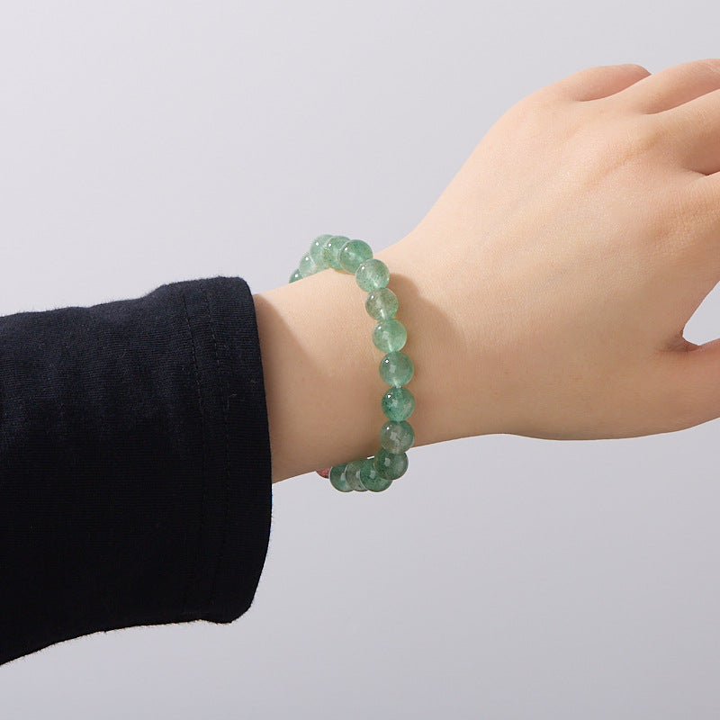zensoullab Fresh Natural Green Strawberry Crystal Bracelet Good Luck Bead Single Circle Crystal Bracelet