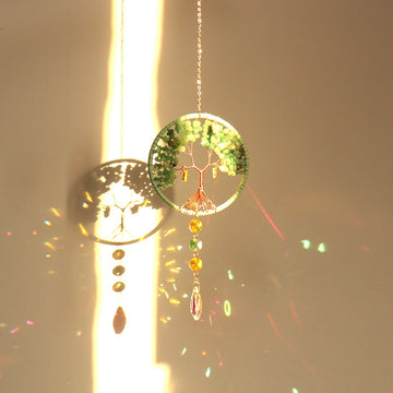 zensoullab Home Decor Pendant Inspiration Design Natural Crystal Tree of Life Sun Catcher Crystal Wind Chime