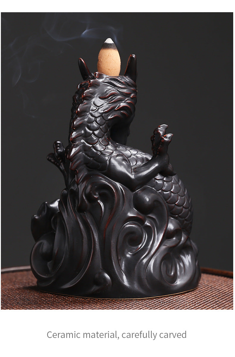 Original Classic Chinese Dragon Backflow Incense Burner Creative Ceramic Large Dragon Playing with Pearls Incense Burner Home Decor