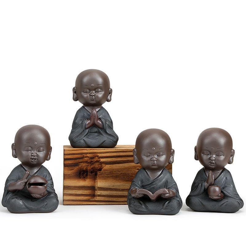 zensoullab Yunshang Black Gold Sand Purple Sand Little Monk Tea Pet Ornament Creative Can Be Raised Tea Tray Tea Play Tea Ceremony Accessories Little Sha Yi